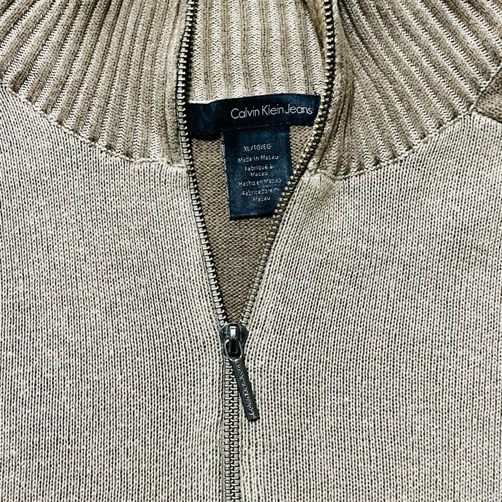 Calvin Klein Jeans Men's Beige Zip-Up Sweater